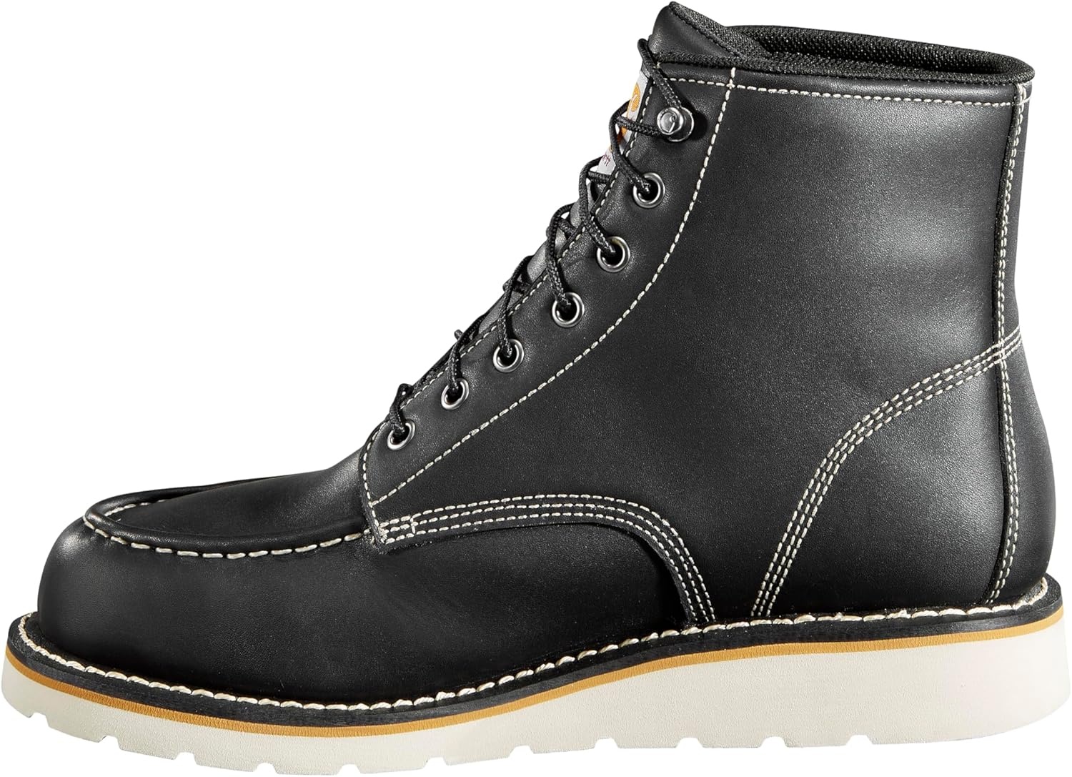 imageCarhartt 6 Moc Toe Waterproof Work Boots for Men OilTanned Leather Boots with FastDry Lining DualDensity Rubber Wedge Traction Outsole EH RatedBlack Oil Tanned