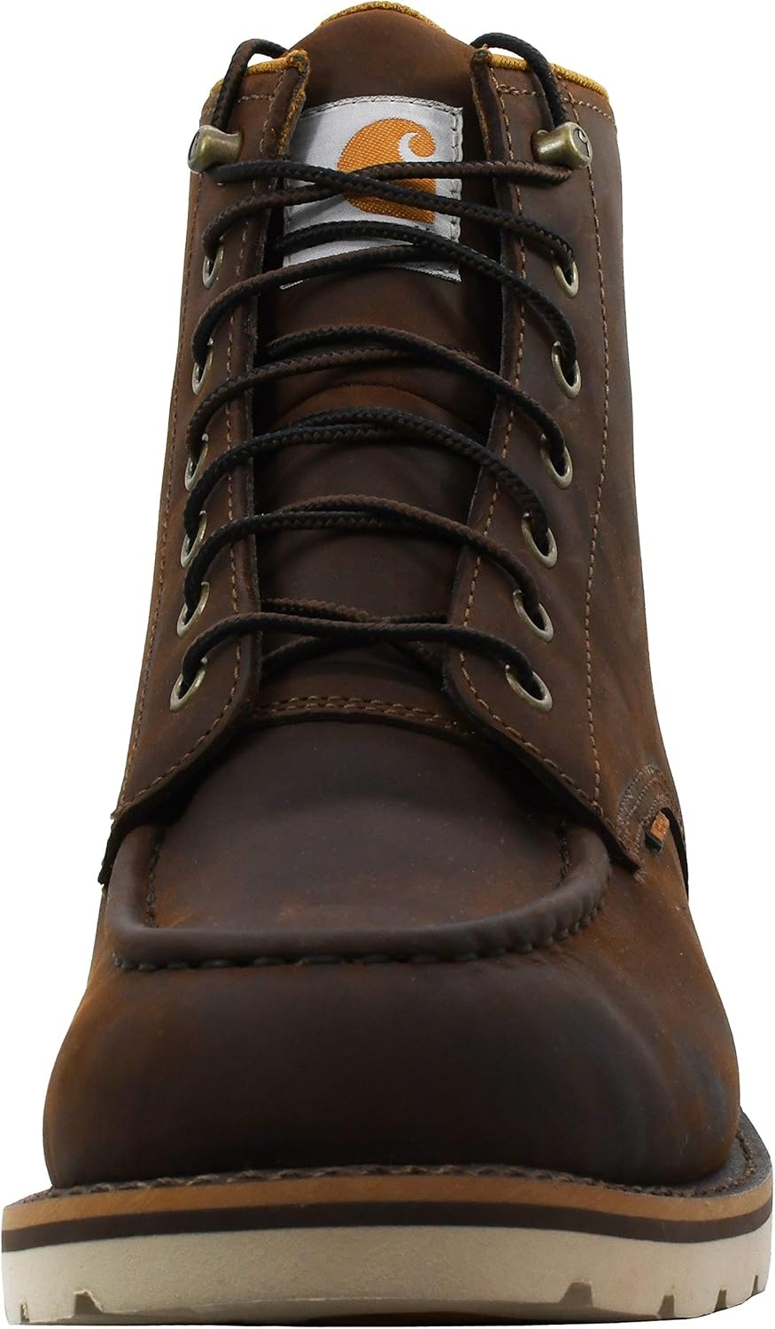 imageCarhartt 6 Moc Toe Waterproof Work Boots for Men OilTanned Leather Boots with FastDry Lining DualDensity Rubber Wedge Traction Outsole EH RatedBrown Oil Tanned