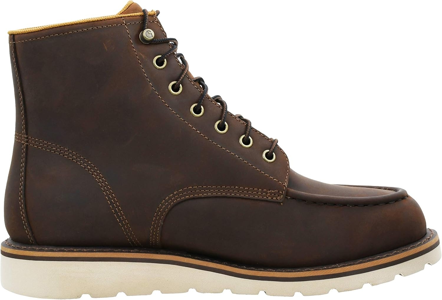 imageCarhartt 6 Moc Toe Waterproof Work Boots for Men OilTanned Leather Boots with FastDry Lining DualDensity Rubber Wedge Traction Outsole EH RatedBrown Oil Tanned