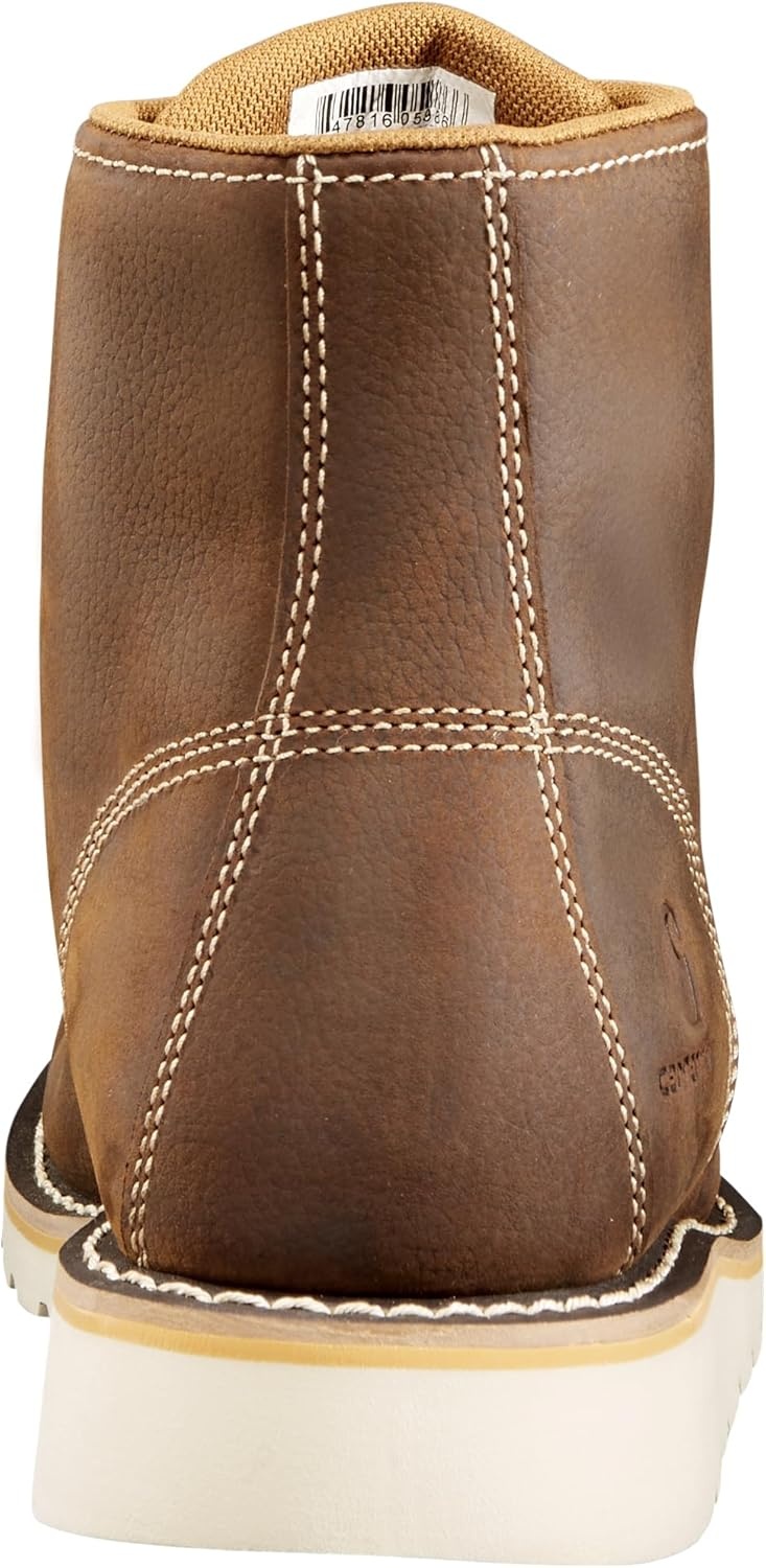 imageCarhartt 6 Moc Toe Waterproof Work Boots for Men OilTanned Leather Boots with FastDry Lining DualDensity Rubber Wedge Traction Outsole EH RatedBrown