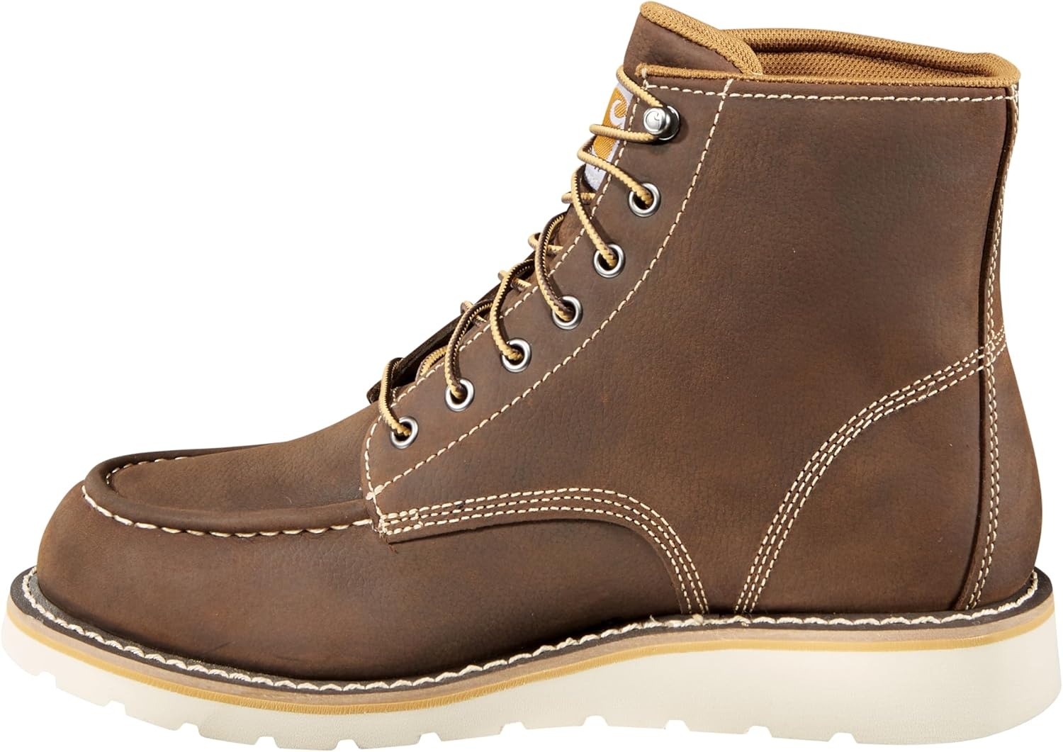 imageCarhartt 6 Moc Toe Waterproof Work Boots for Men OilTanned Leather Boots with FastDry Lining DualDensity Rubber Wedge Traction Outsole EH RatedBrown