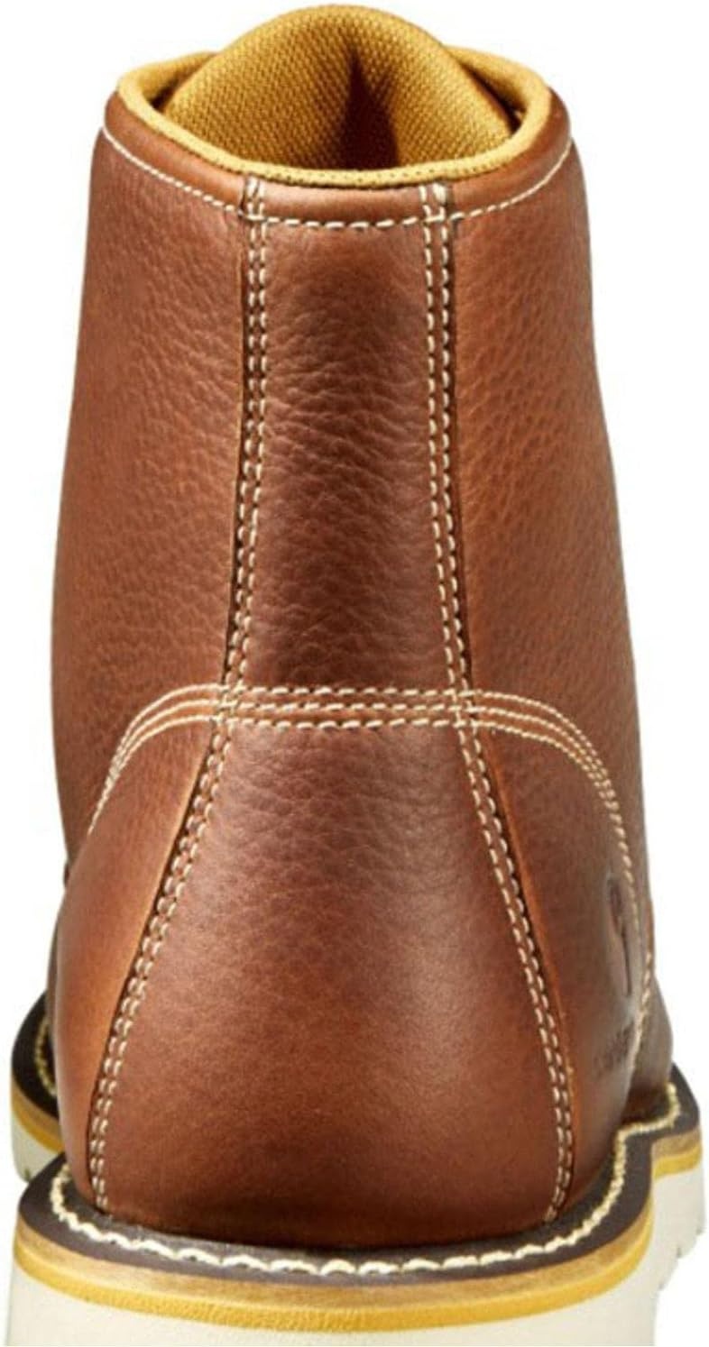imageCarhartt 6 Moc Toe Waterproof Work Boots for Men OilTanned Leather Boots with FastDry Lining DualDensity Rubber Wedge Traction Outsole EH RatedTan