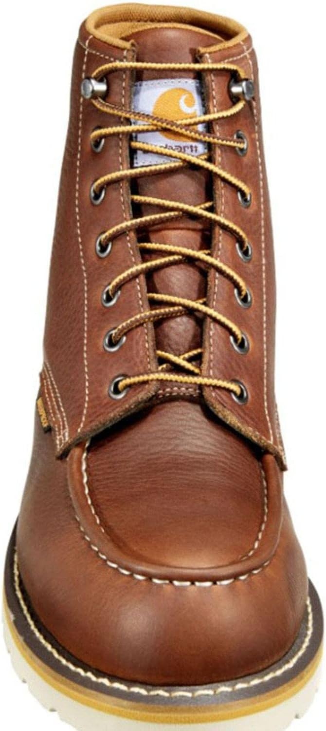 imageCarhartt 6 Moc Toe Waterproof Work Boots for Men OilTanned Leather Boots with FastDry Lining DualDensity Rubber Wedge Traction Outsole EH RatedTan
