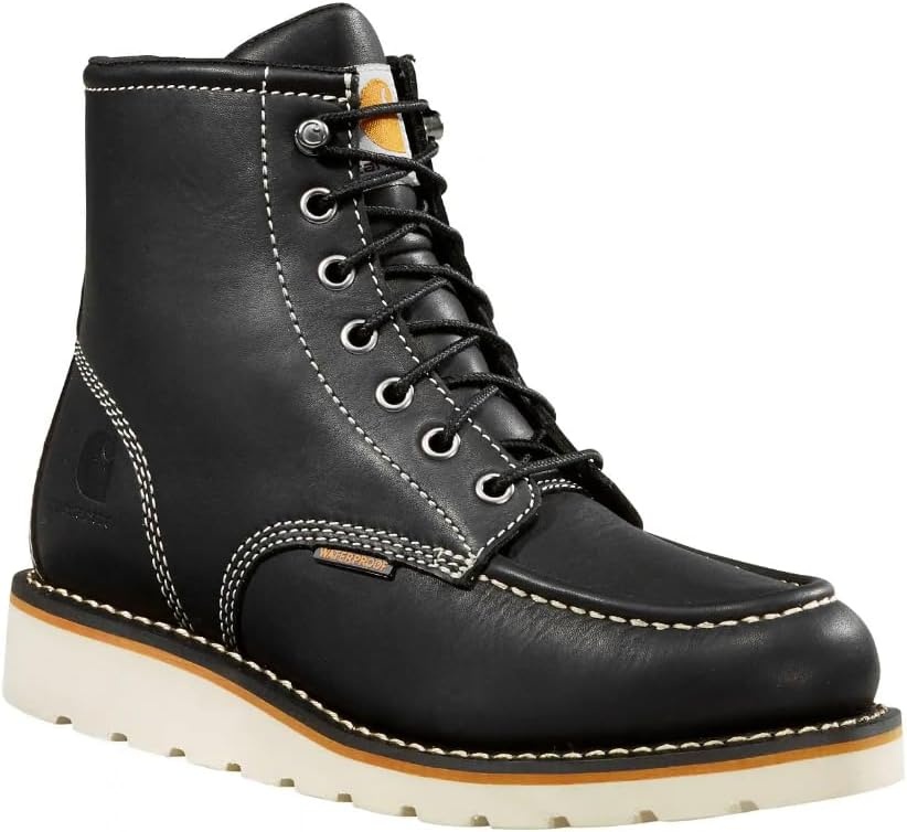 imageCarhartt 6 Waterproof Moc Toe Boots for Women Premium Rugged Leather Goodyear Welt Insite Tech Comfort Footbed and DualDensity Rubber OutsoleBlack