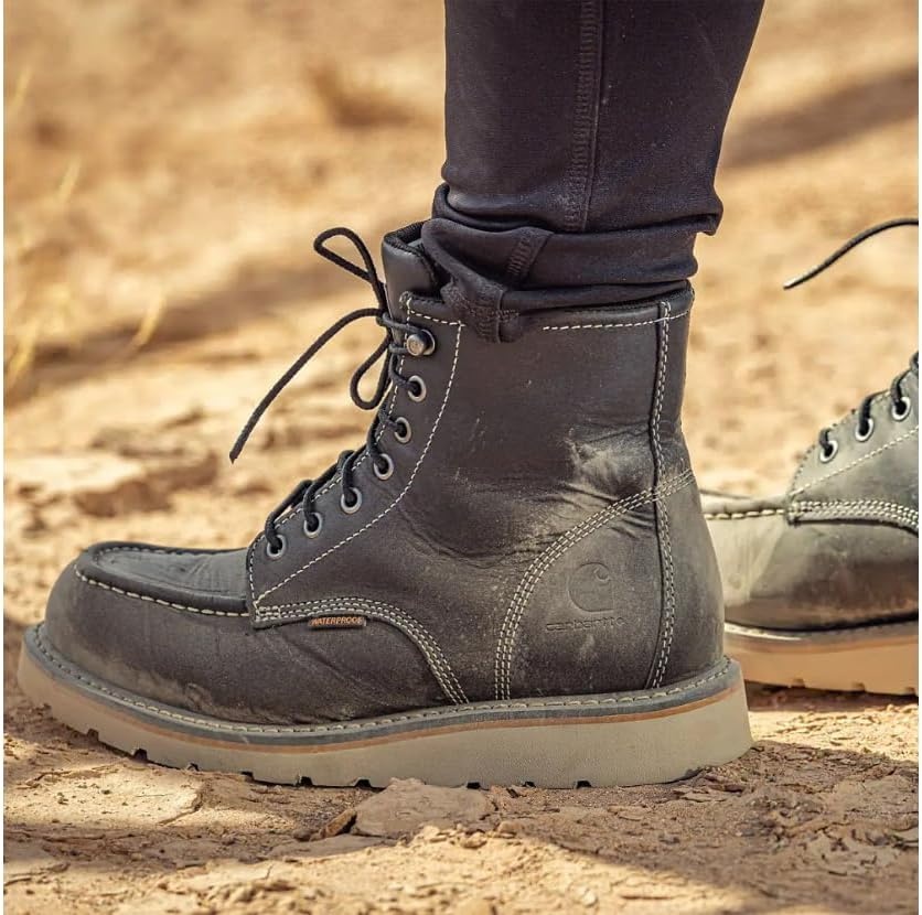 imageCarhartt 6 Waterproof Moc Toe Boots for Women Premium Rugged Leather Goodyear Welt Insite Tech Comfort Footbed and DualDensity Rubber OutsoleBlack