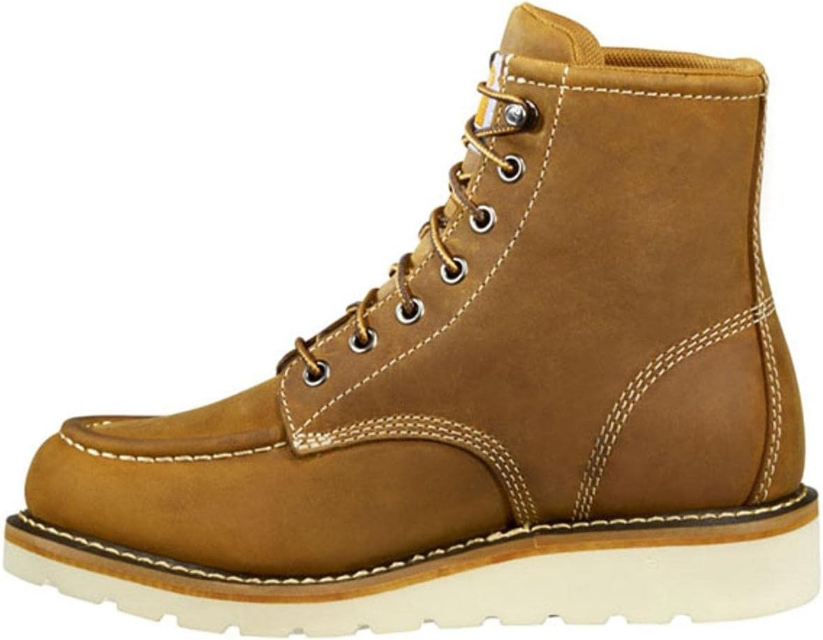 imageCarhartt 6 Waterproof Moc Toe Boots for Women Premium Rugged Leather Goodyear Welt Insite Tech Comfort Footbed and DualDensity Rubber OutsoleLight Brown