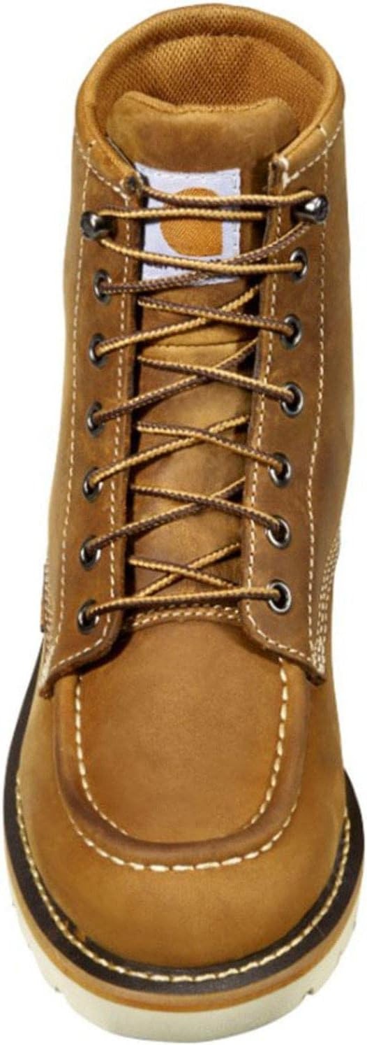 imageCarhartt 6 Waterproof Moc Toe Boots for Women Premium Rugged Leather Goodyear Welt Insite Tech Comfort Footbed and DualDensity Rubber OutsoleLight Brown