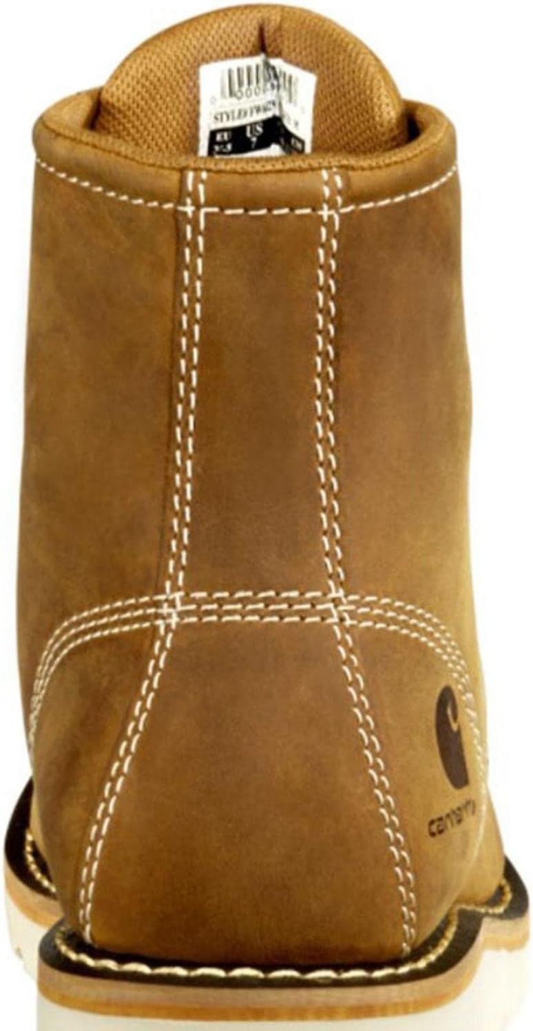 imageCarhartt 6 Waterproof Moc Toe Boots for Women Premium Rugged Leather Goodyear Welt Insite Tech Comfort Footbed and DualDensity Rubber OutsoleLight Brown