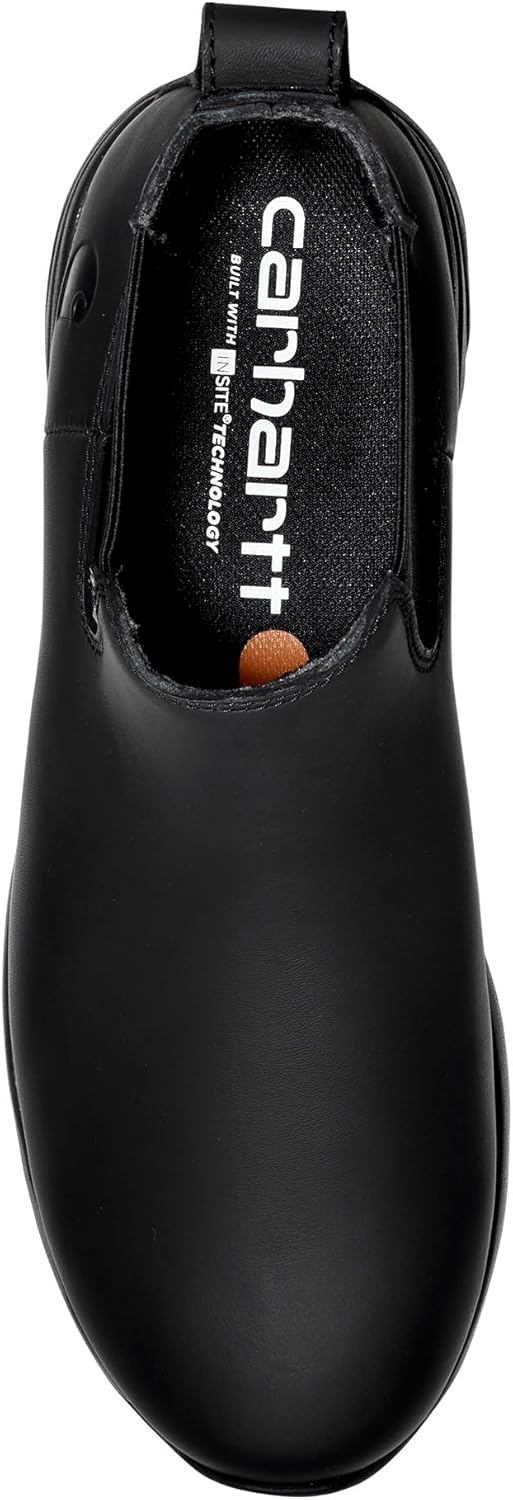 imageCarhartt Force 4 Inch Water Resistant Romeo Boot Pull On Leather Work Boot with Elastic Side Panels and Slip Resistant SoleBlack