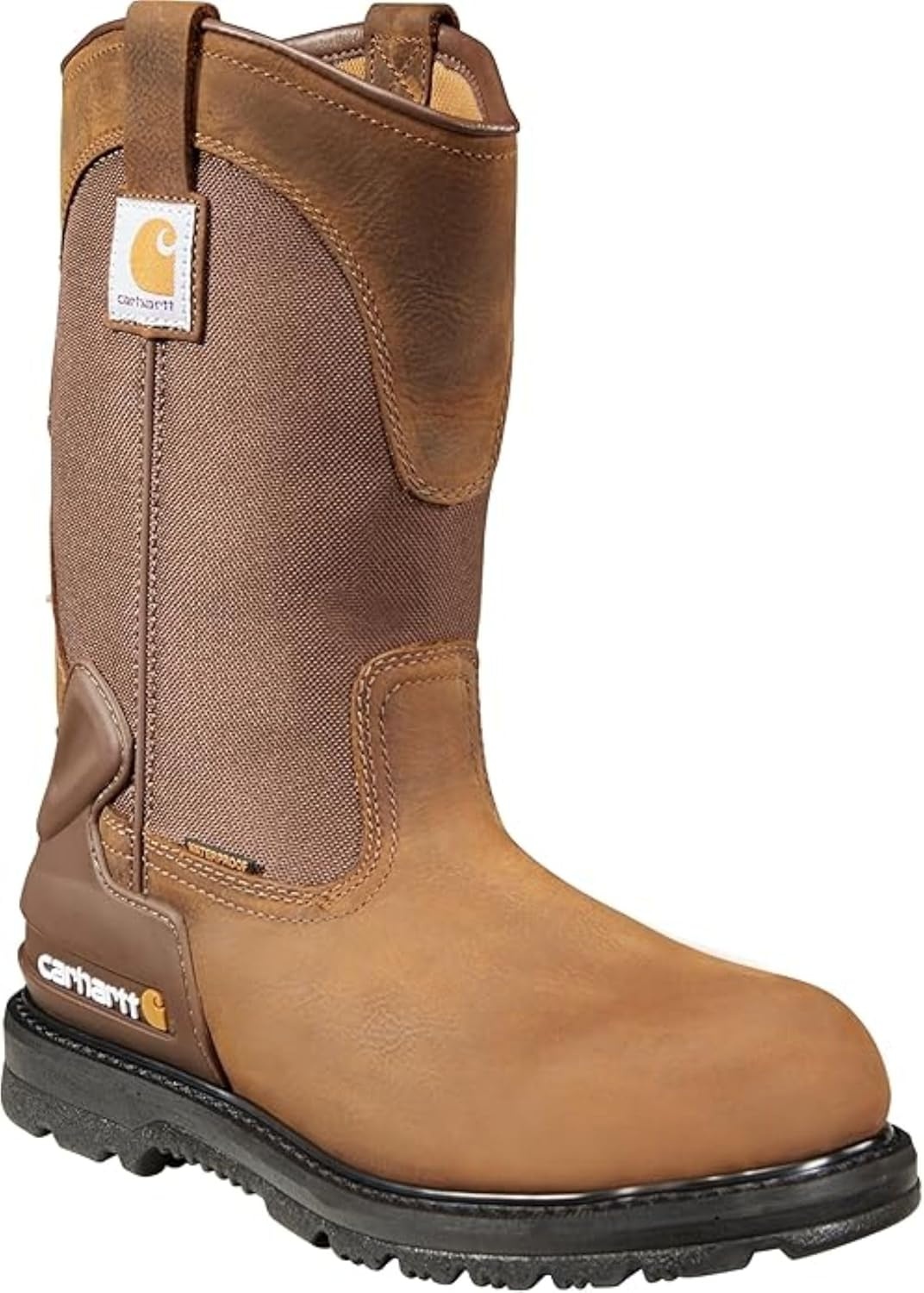 imageCarhartt Heritage WP 11 Soft Toe Wellington Mens Boots OilTanned Leather Storm Defender Waterproof FastDry LiningBison Brown
