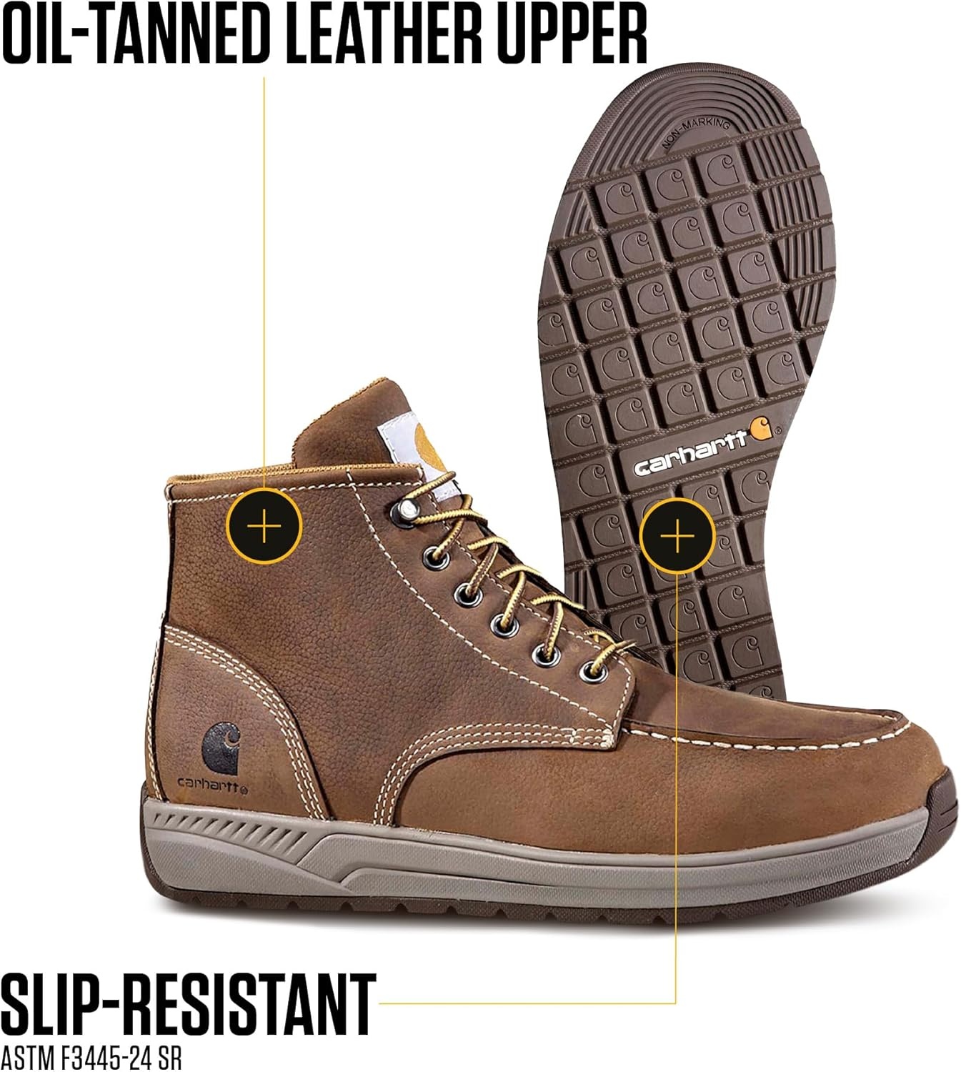 imageCarhartt Mens CMX4023 Lightweight Wedge Moc Toe ChukkaBrown Oil Tanned Leather