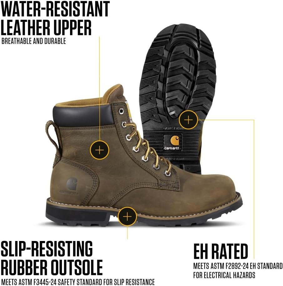 imageCarhartt Mens Frontier 6 Water Resistant Boot Comfortable SlipResistant with Breathable SweatWicking LinerMossy Brown