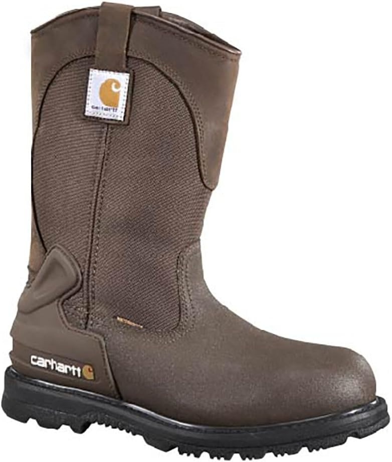 imageCarhartt Mens Heritage 11 Waterproof Steel Toe Wellington PullOn Work BootBrown Oil TanBrown Coated