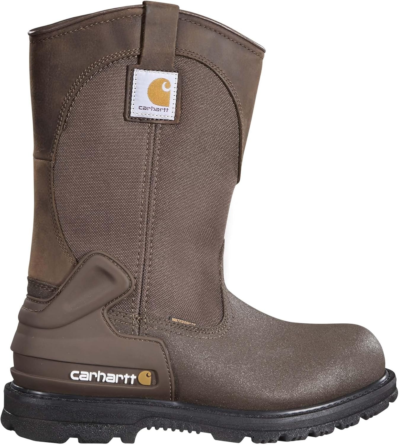 imageCarhartt Mens Heritage 11 Waterproof Steel Toe Wellington PullOn Work BootBrown Oil TanBrown Coated