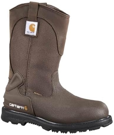 imageCarhartt Mens Heritage 11 Waterproof Steel Toe Wellington PullOn Work BootBrown Oil TanBrown Coated
