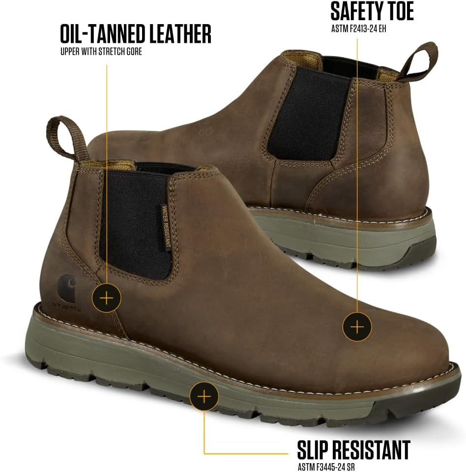 imageCarhartt Millbrook 4 Romeo Steel Toe Wedge Work Boot Work Boots for Men on the Move Oil Tanned Leather Slip amp Electrical Hazard Resistant FastDry and Rain DefenderBrown