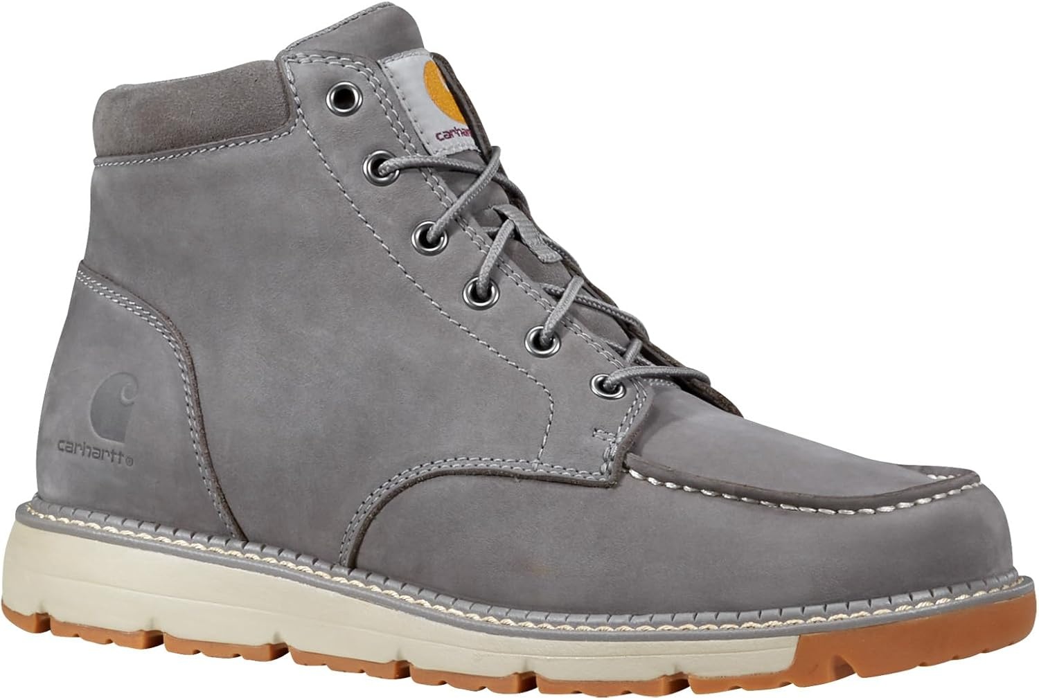 imageCarhartt Millbrook Moc Toe Boots for Men 5 Wedge Work Boots Slip and EH Resistant with Oil Tanned Leather Breathable Membrane and Lightweight EVA MidsoleGrey