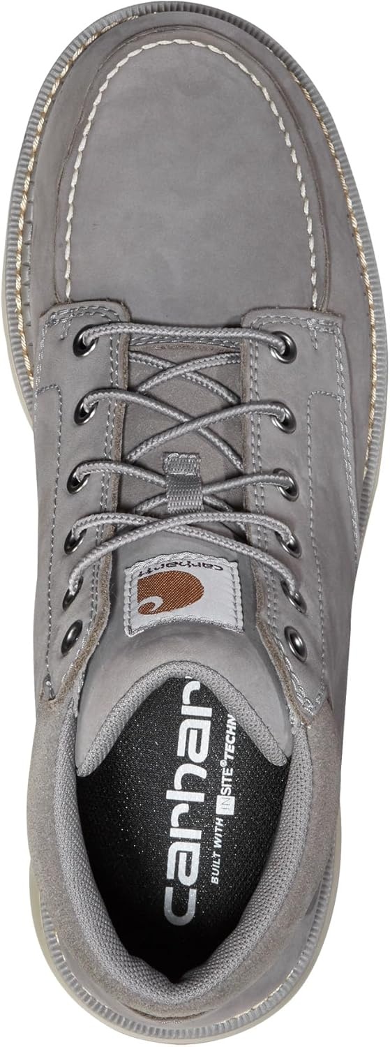 imageCarhartt Millbrook Moc Toe Boots for Men 5 Wedge Work Boots Slip and EH Resistant with Oil Tanned Leather Breathable Membrane and Lightweight EVA MidsoleGrey