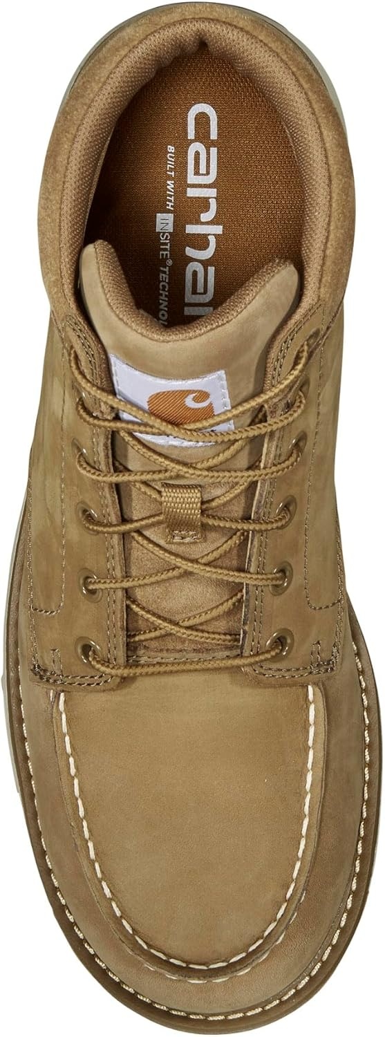 imageCarhartt Millbrook Moc Toe Boots for Men 5 Wedge Work Boots Slip and EH Resistant with Oil Tanned Leather Breathable Membrane and Lightweight EVA MidsoleCoyote Nubuck