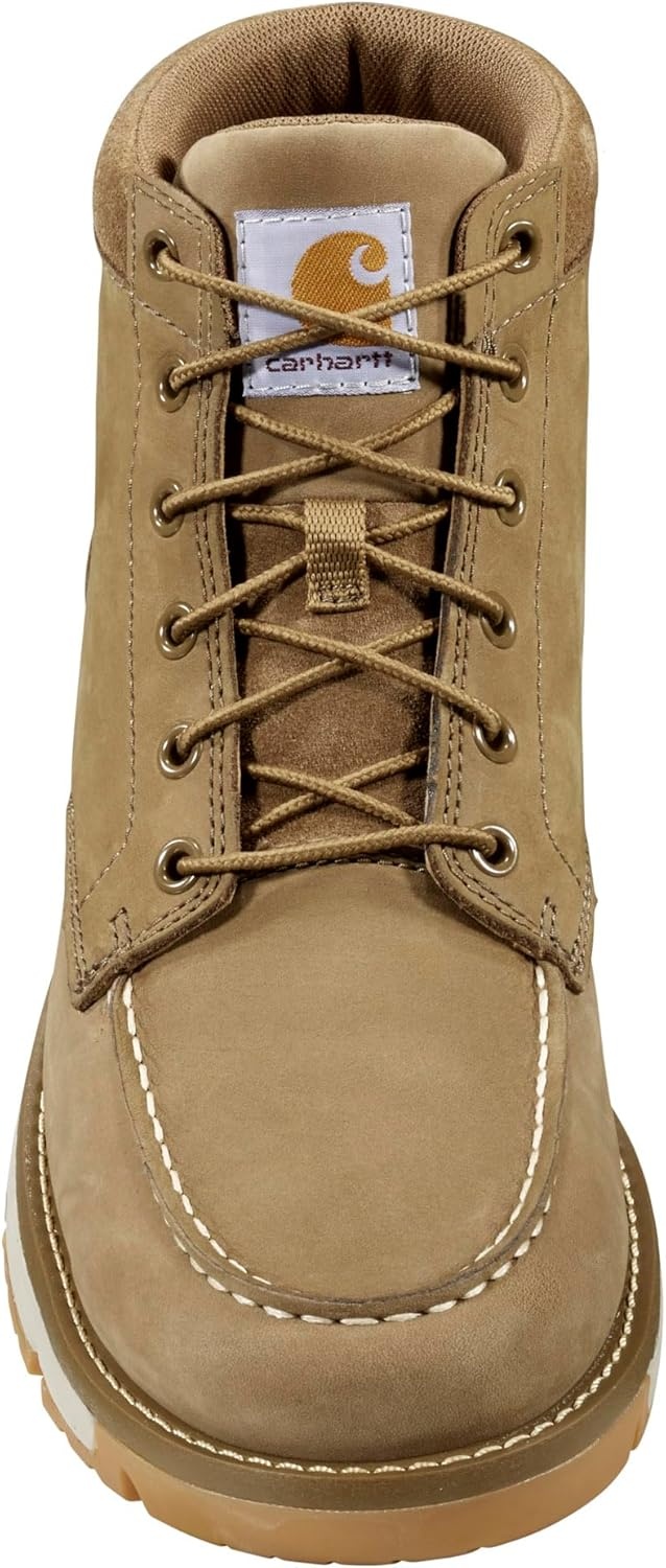 imageCarhartt Millbrook Moc Toe Boots for Men 5 Wedge Work Boots Slip and EH Resistant with Oil Tanned Leather Breathable Membrane and Lightweight EVA MidsoleCoyote Nubuck