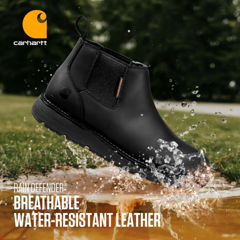imageCarhartt Millbrook Water Resistant Romeo Work Boots for Men with 4 Shaft FastDry amp SlipResistant Wedge Outsole EH RatedBlack