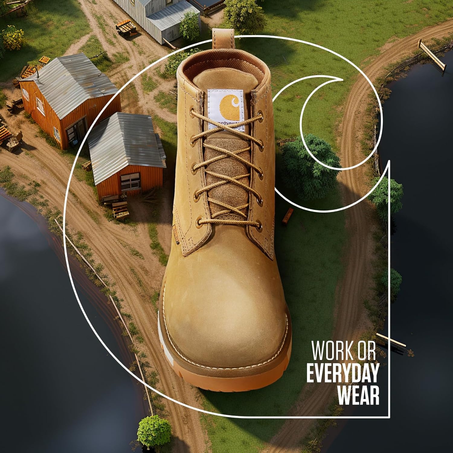 imageCarhartt Millbrook Waterproof Wedge Boot Work Boots for Men Slip amp Electrical Hazard Resistant with 5 Shaft Breathable Membrane and Lightweight EVA MidsoleCoyote Nubuck