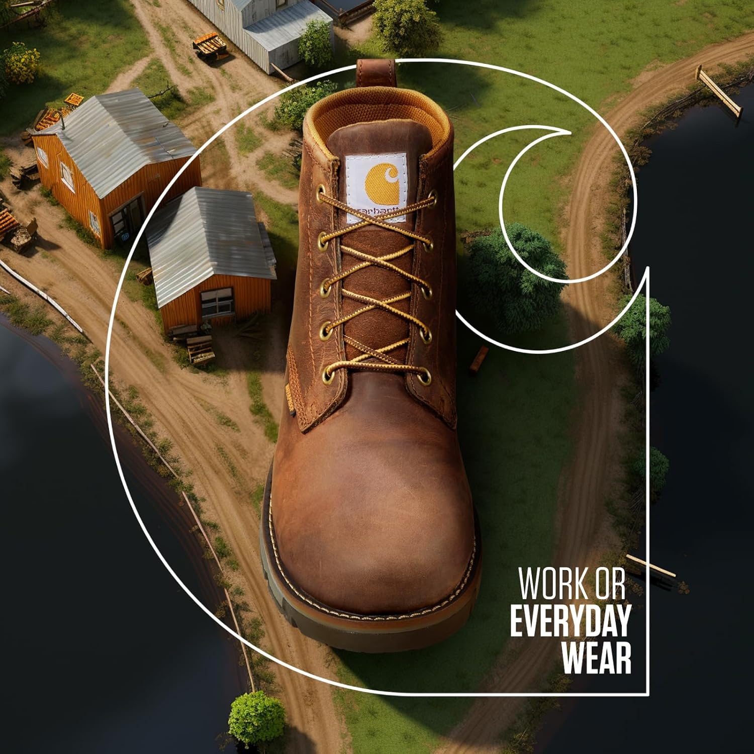imageCarhartt Millbrook Waterproof Wedge Boot Work Boots for Men Slip amp Electrical Hazard Resistant with 5 Shaft Breathable Membrane and Lightweight EVA MidsoleBrown Oil Tanned
