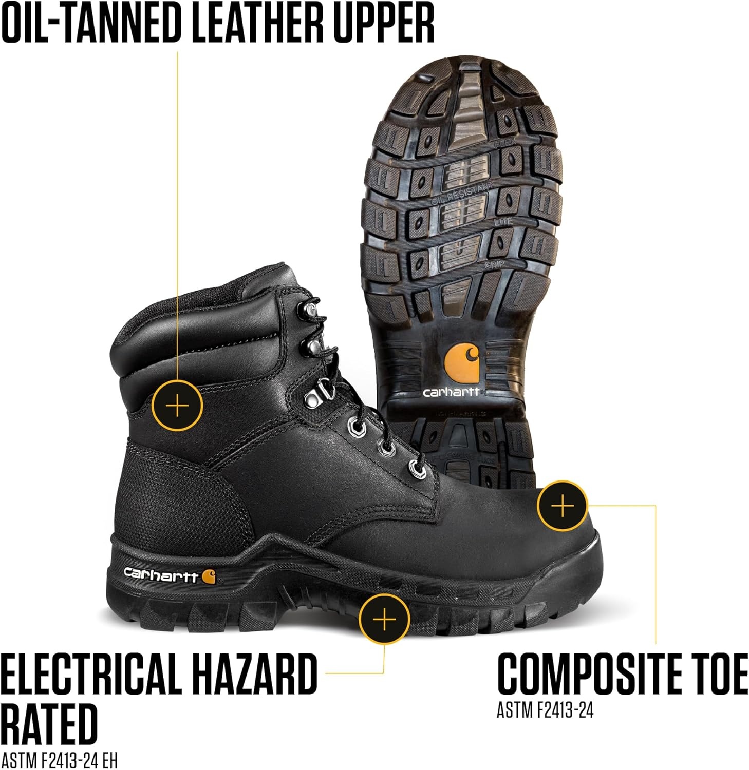 imageCarhartt Rugged Flex 6 Composite Toe Work Boots for Women Lightweight MoistureWicking and Cushioned ComfortBlack