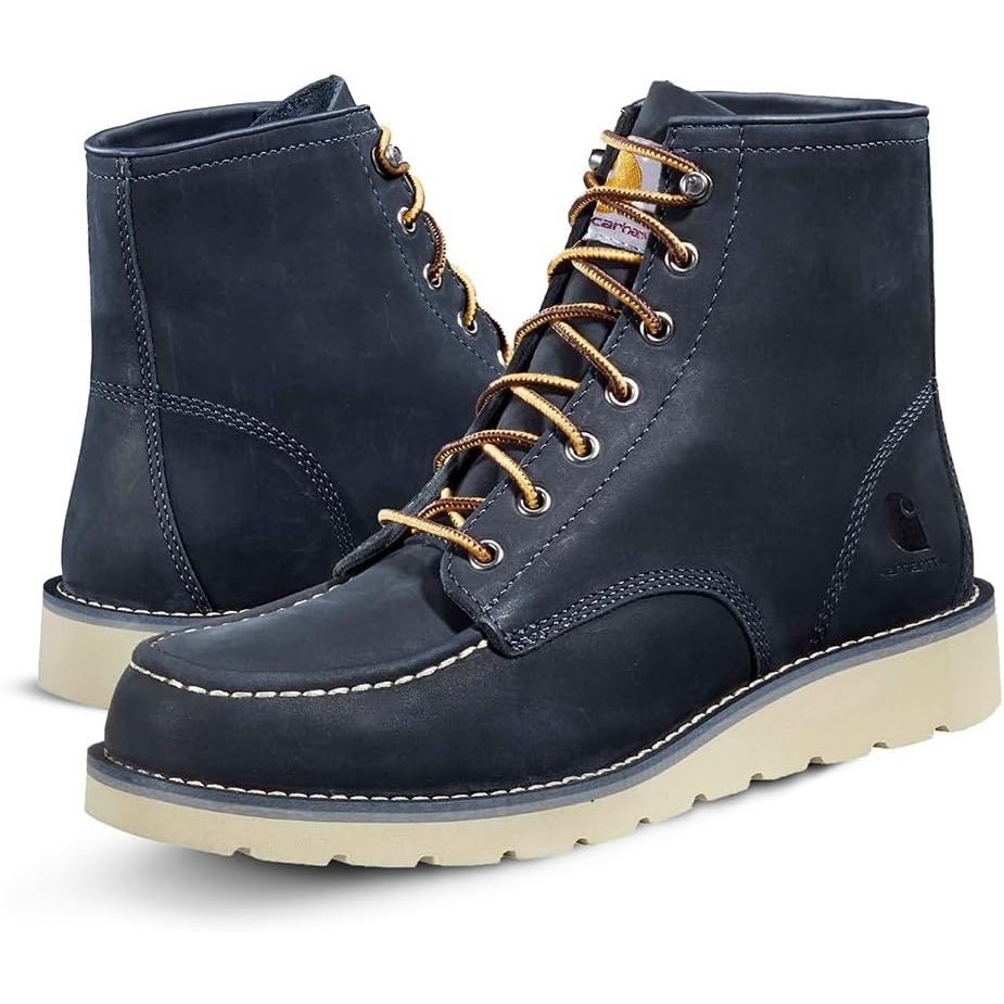 imageCarhartt 6 Moc Toe Work Boots for Men Soft Toe Slip Resistant Wedge Outsole Steel Shank EVA Cushion InsoleNavy