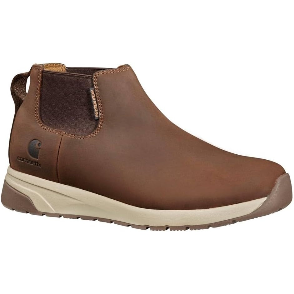 imageCarhartt Force 4 Inch Water Resistant Romeo Boot  Pull On Leather Work Boot with Elastic Side Panels and Slip Resistant SoleBrown