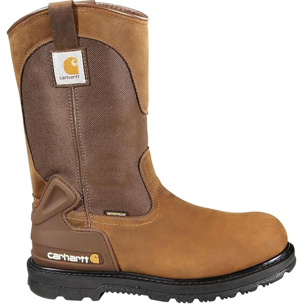 imageCarhartt Heritage WP 11 Soft Toe Wellington Mens Boots OilTanned Leather Storm Defender Waterproof FastDry LiningBison Brown