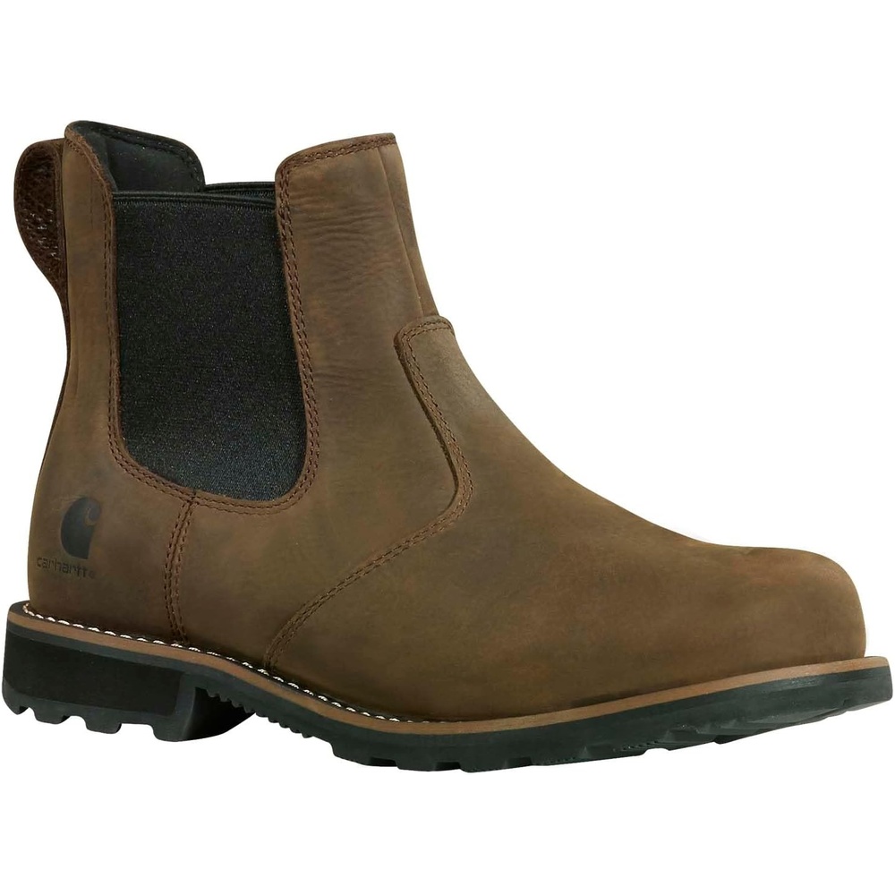 imageCarhartt Mens Frontier Water Resistant Chelsea Work Boots  Rugged Leather Upper Soft Toe Comfort EVA Midsole amp Grip OutsoleMossy Brown