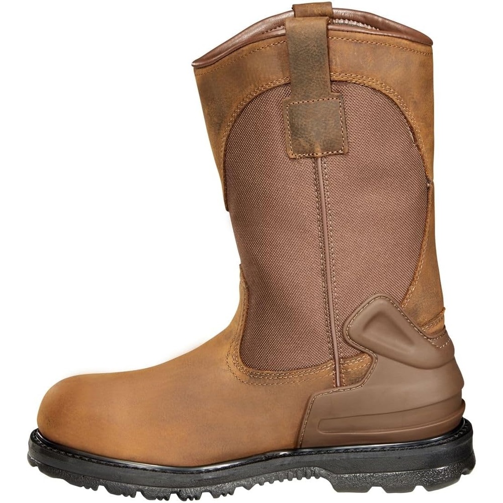 imageCarhartt Mens Heritage 11 Waterproof Steel Toe Wellington PullOn Work BootBison Brown Oil Tan