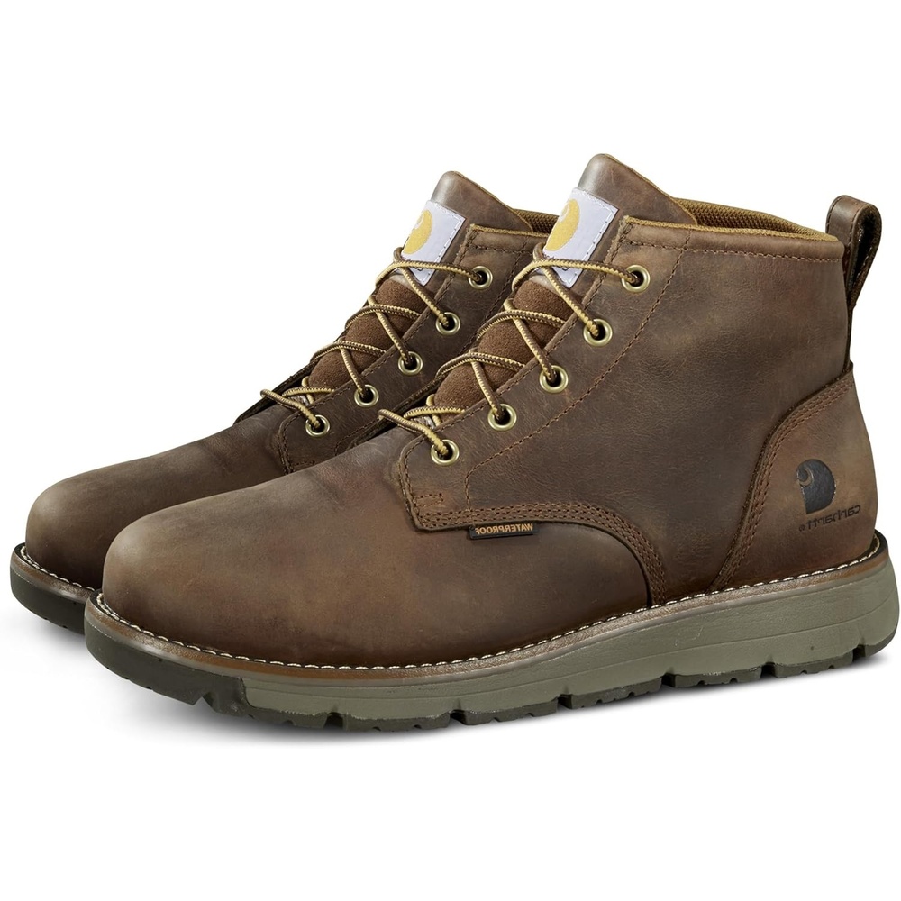 imageCarhartt Millbrook Waterproof Wedge Boot Work Boots for Men Slip amp Electrical Hazard Resistant with 5 Shaft Breathable Membrane and Lightweight EVA MidsoleBrown Oil Tanned