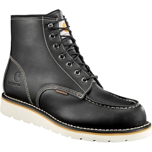 Carhartt 6” Moc Toe Waterproof Work Boots for Men – Oil-Tanned Leather Boots with FastDry Lining, Dual-Density Rubber Wedge Traction Outsole, EH Rated(Black Oil Tanned)