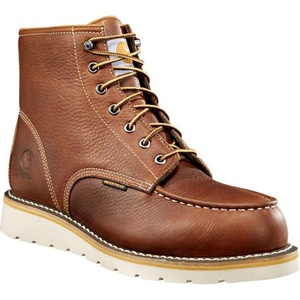 Carhartt 6” Moc Toe Waterproof Work Boots for Men – Oil-Tanned Leather Boots with FastDry Lining, Dual-Density Rubber Wedge Traction Outsole, EH Rated(Tan)