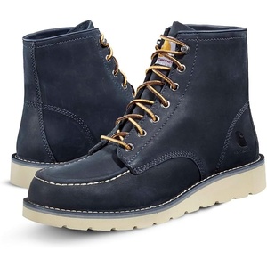 Carhartt 6″ Moc Toe Work Boots for Men – Soft Toe, Slip Resistant Wedge Outsole, Steel Shank, EVA Cushion Insole(Navy)
