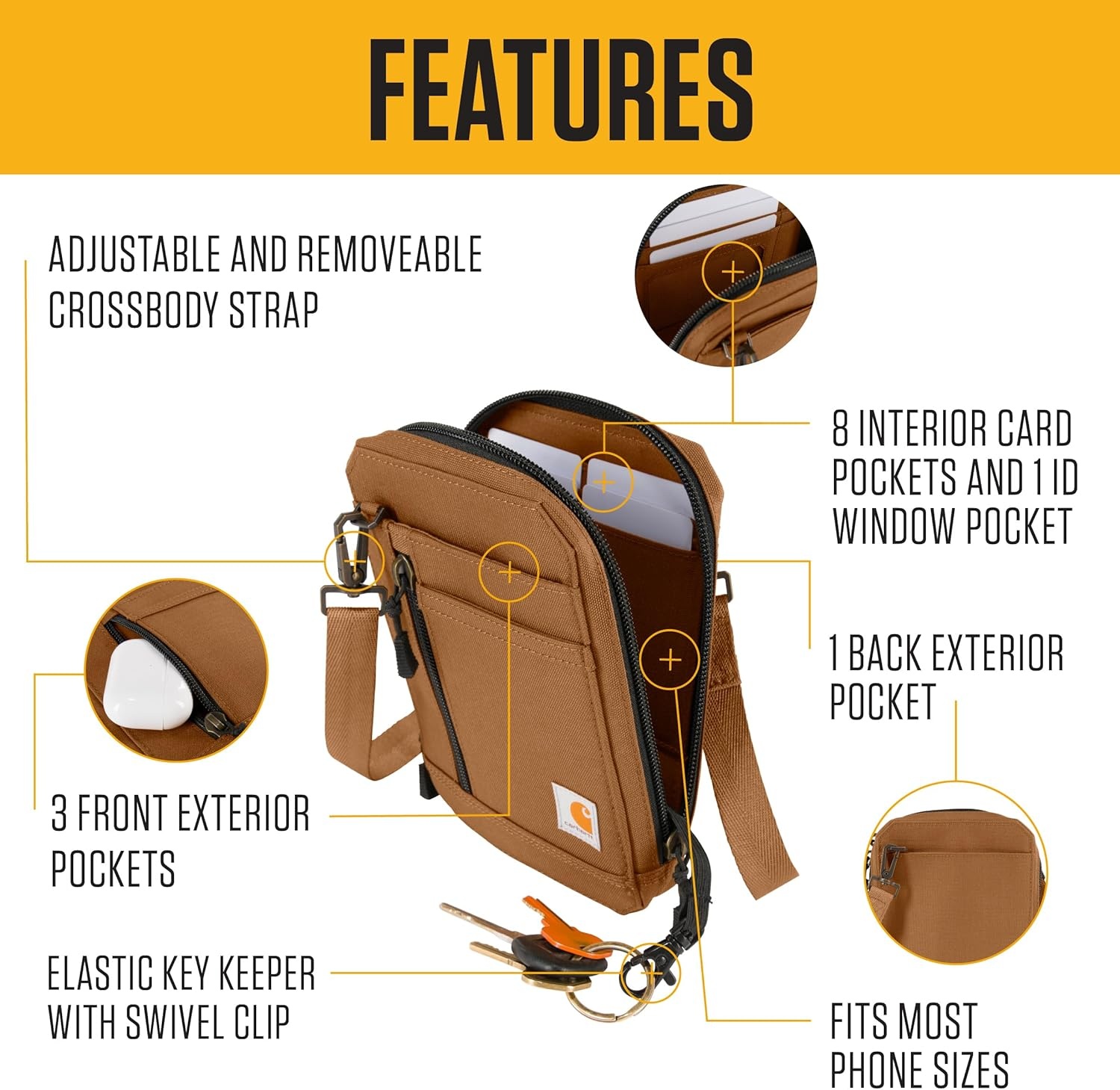imageCarhartt 700D Nylon Duck Crossbody Wallet Slim and Portable Design Perfect for Concerts and Sporting EventsBlack