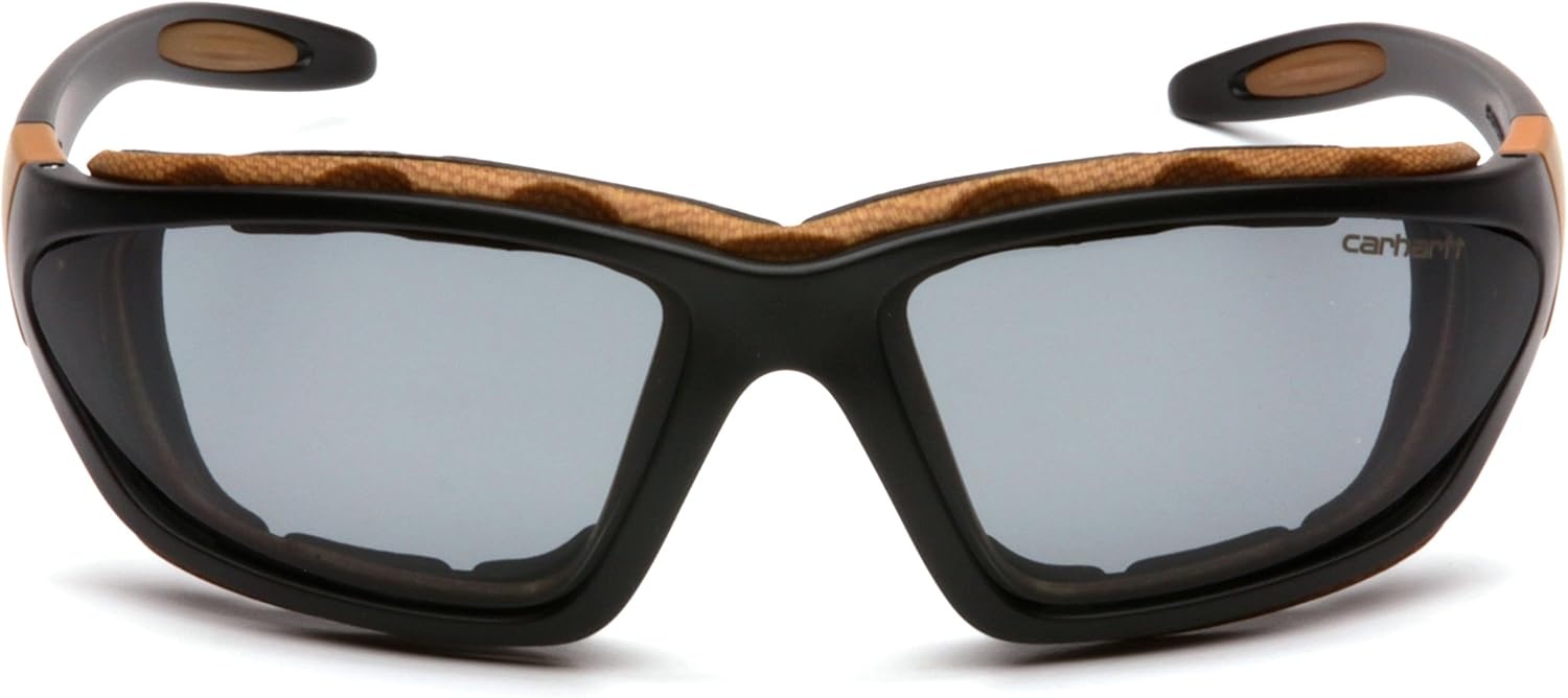 imageCarhartt Carthage Safety Eyewear with Vented Foam Carriage Clear AntiFog LensBlackTan Frame