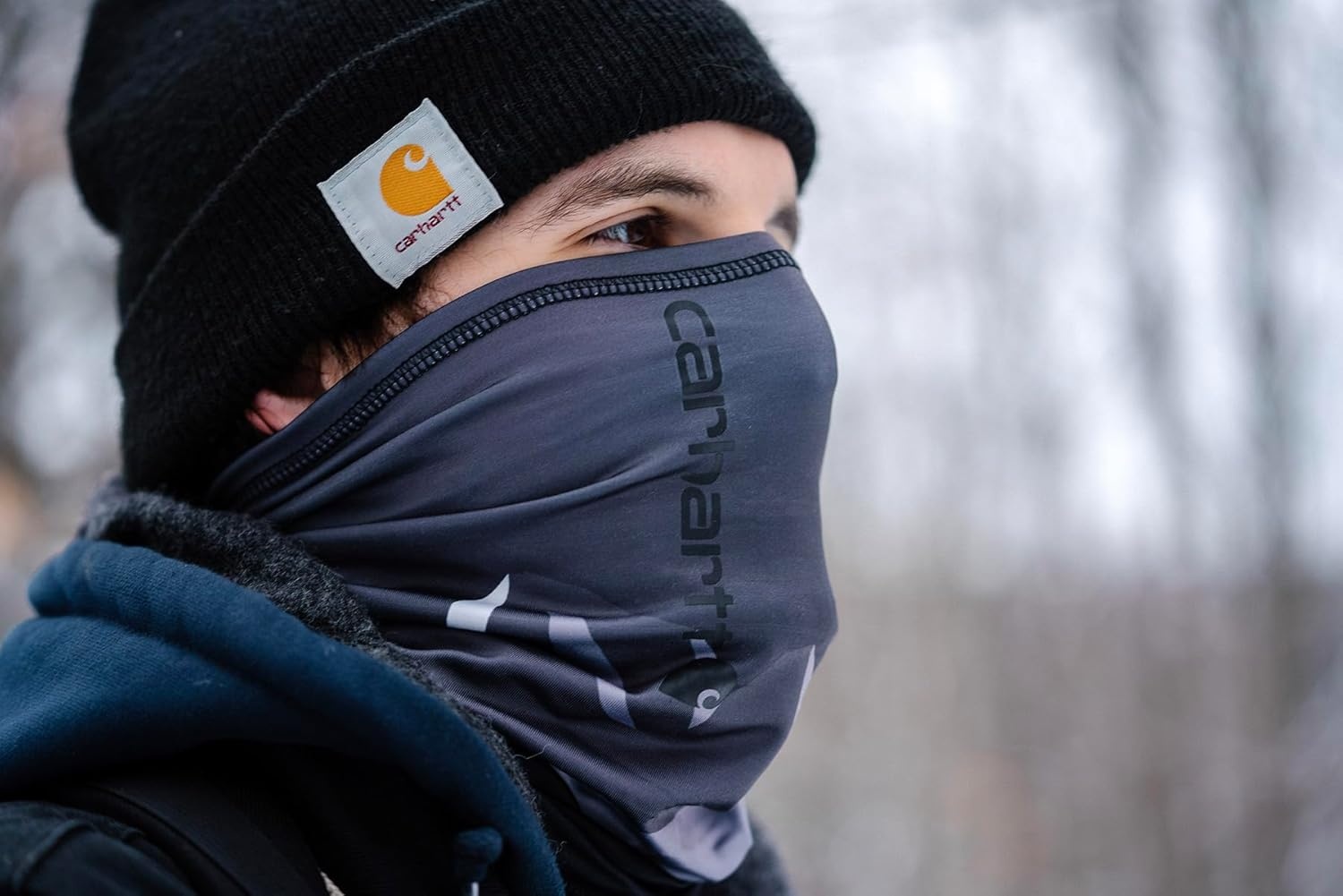 imageCarhartt Force AllSeason Neck Gaiter Steel Plate PrintGrey CloudBlack One SizeMountain PrintblackShadow