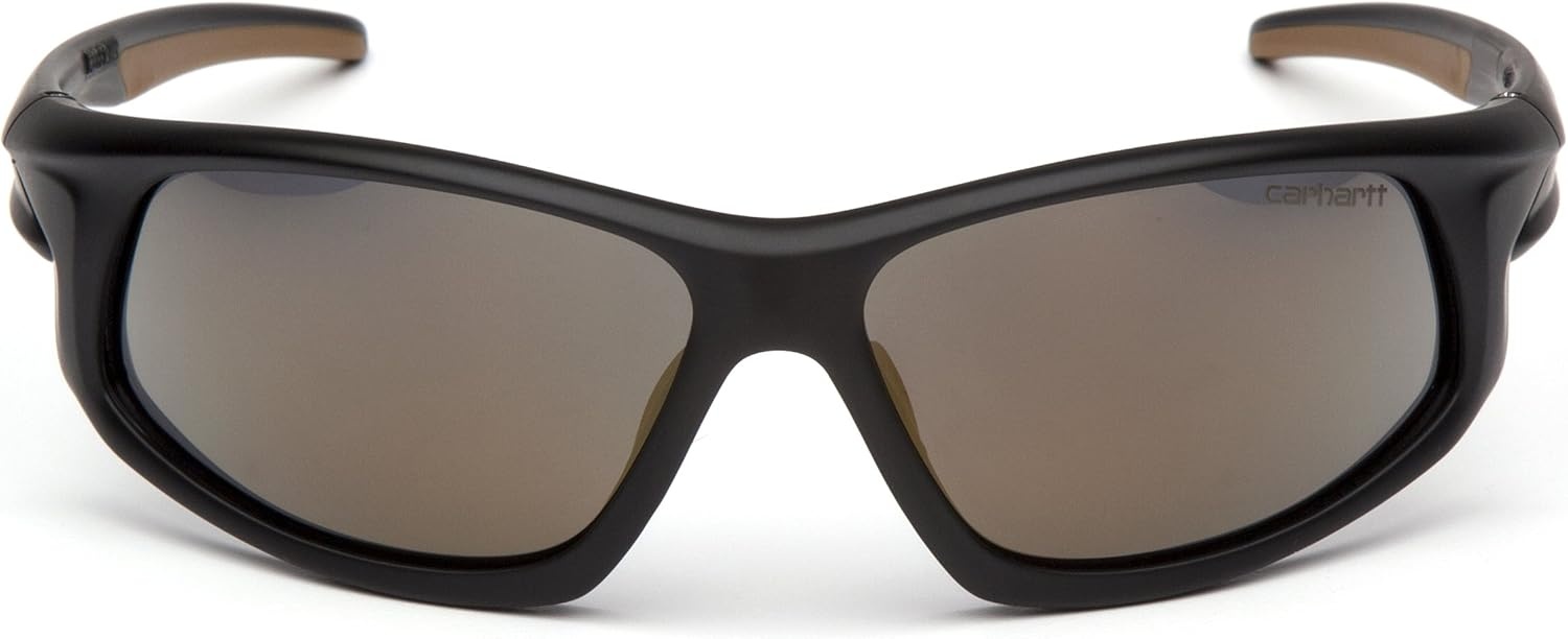 imageCarhartt Ironside Safety Glasses Retail Clamshell Packaging BlackTan Frame Sandstone Bronze AntiFog LensBlack Tan