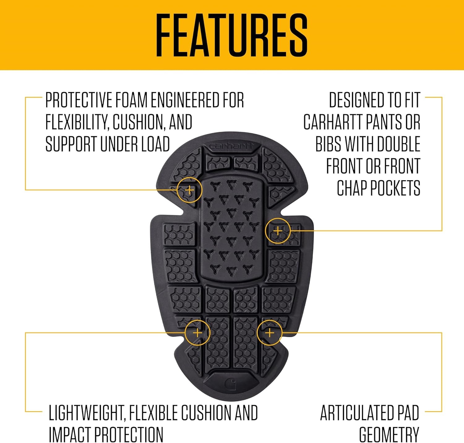 imageCarhartt Light Duty Utility Knee Pad Insert Black LargeBlack