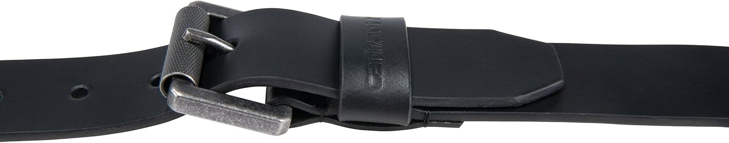 imageCarhartt Mens Casual Top Grain Bridle Leather Belts WAntique Nickel and Knurled Roller BuckleBlack