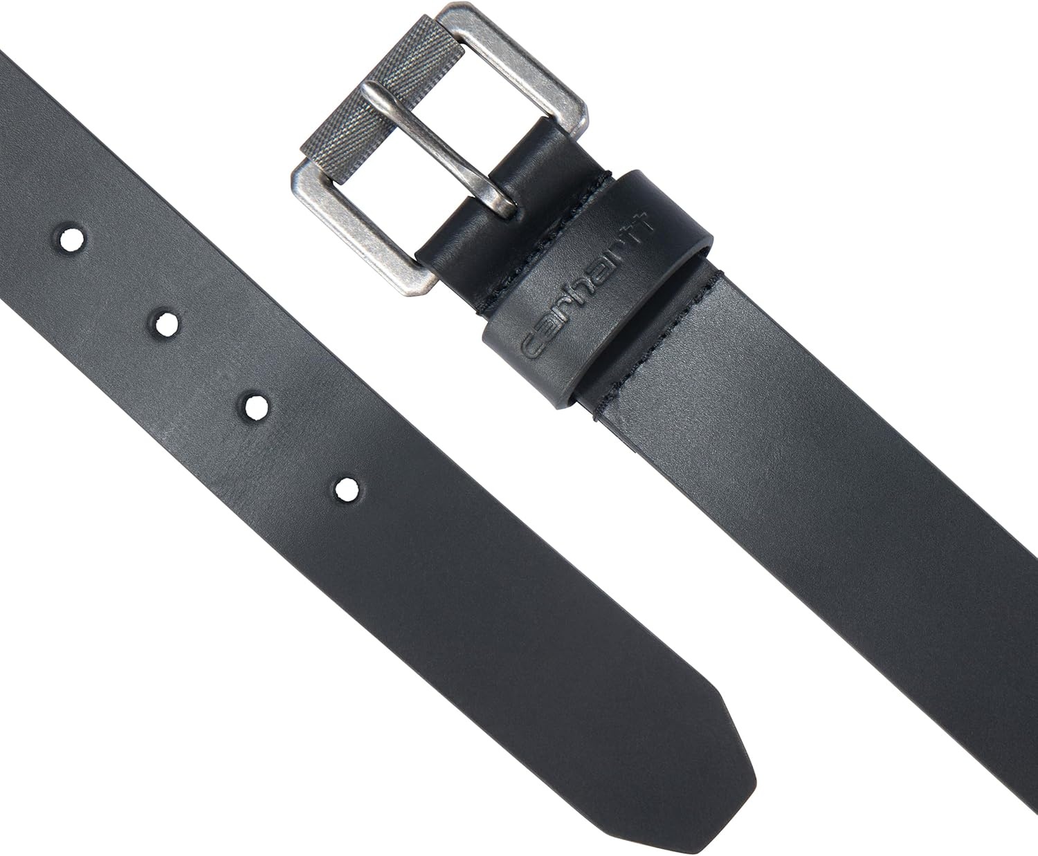 imageCarhartt Mens Casual Top Grain Bridle Leather Belts WAntique Nickel and Knurled Roller BuckleBlack