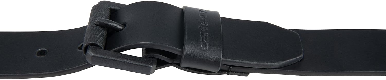 imageCarhartt Mens Casual Top Grain Bridle Leather Belts WAntique Nickel and Knurled Roller BuckleBlackBlack Buckle