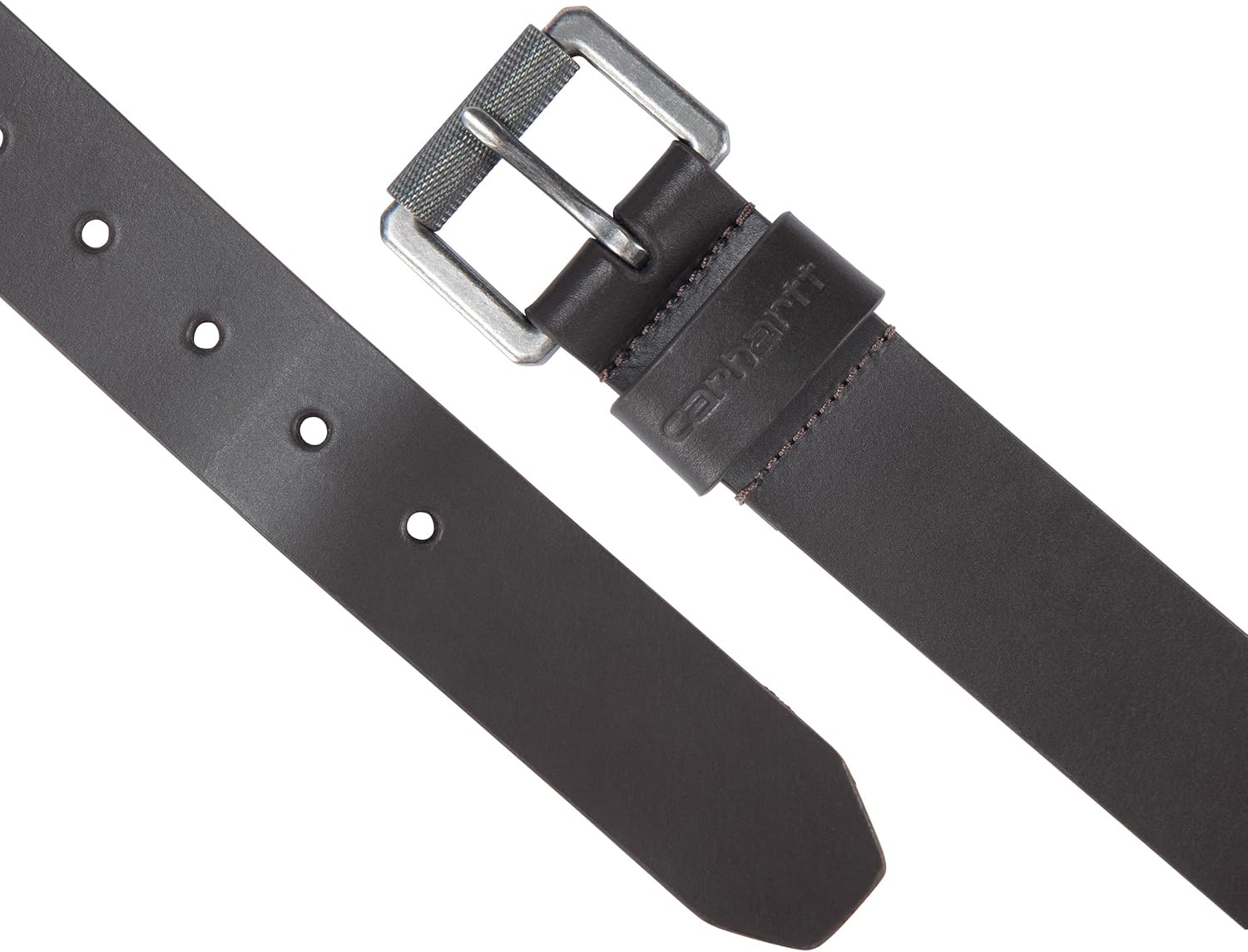 imageCarhartt Mens Casual Top Grain Bridle Leather Belts WAntique Nickel and Knurled Roller BuckleBrown