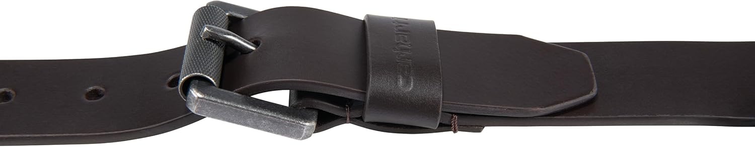 imageCarhartt Mens Casual Top Grain Bridle Leather Belts WAntique Nickel and Knurled Roller BuckleBrown