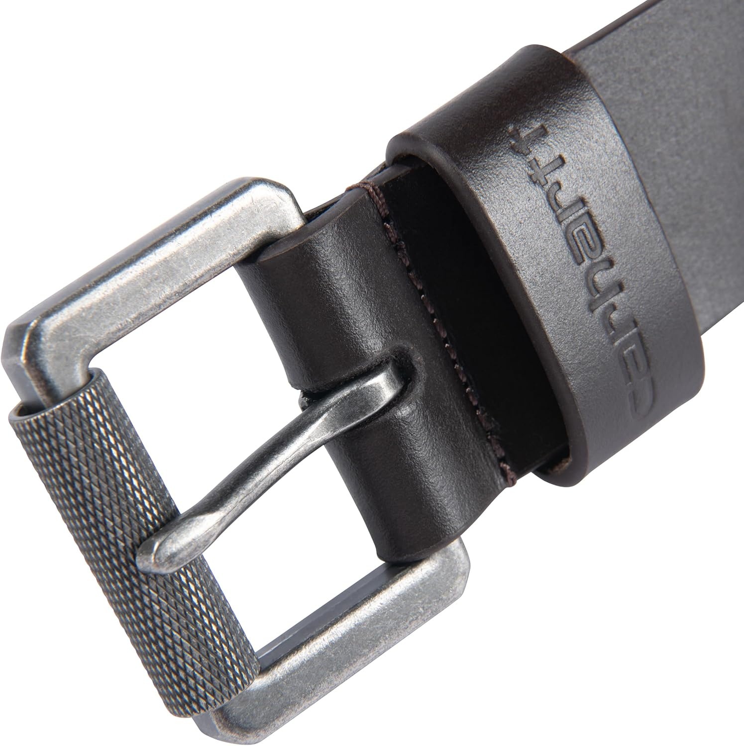 imageCarhartt Mens Casual Top Grain Bridle Leather Belts WAntique Nickel and Knurled Roller BuckleBrown