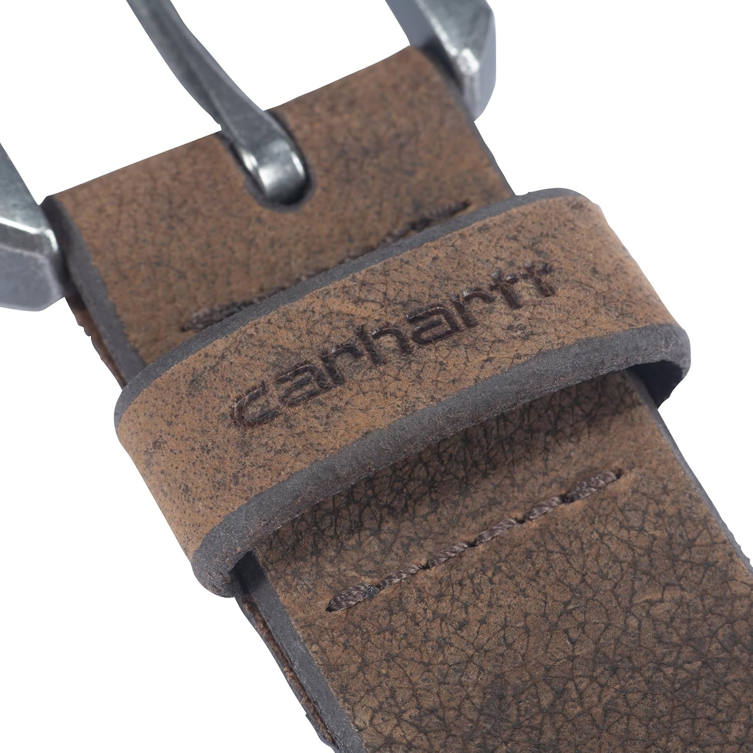 imageCarhartt Mens Durable Full Grain Saddle Leather Classic Belts WRugged Antique Nickel HardwareDark Brown