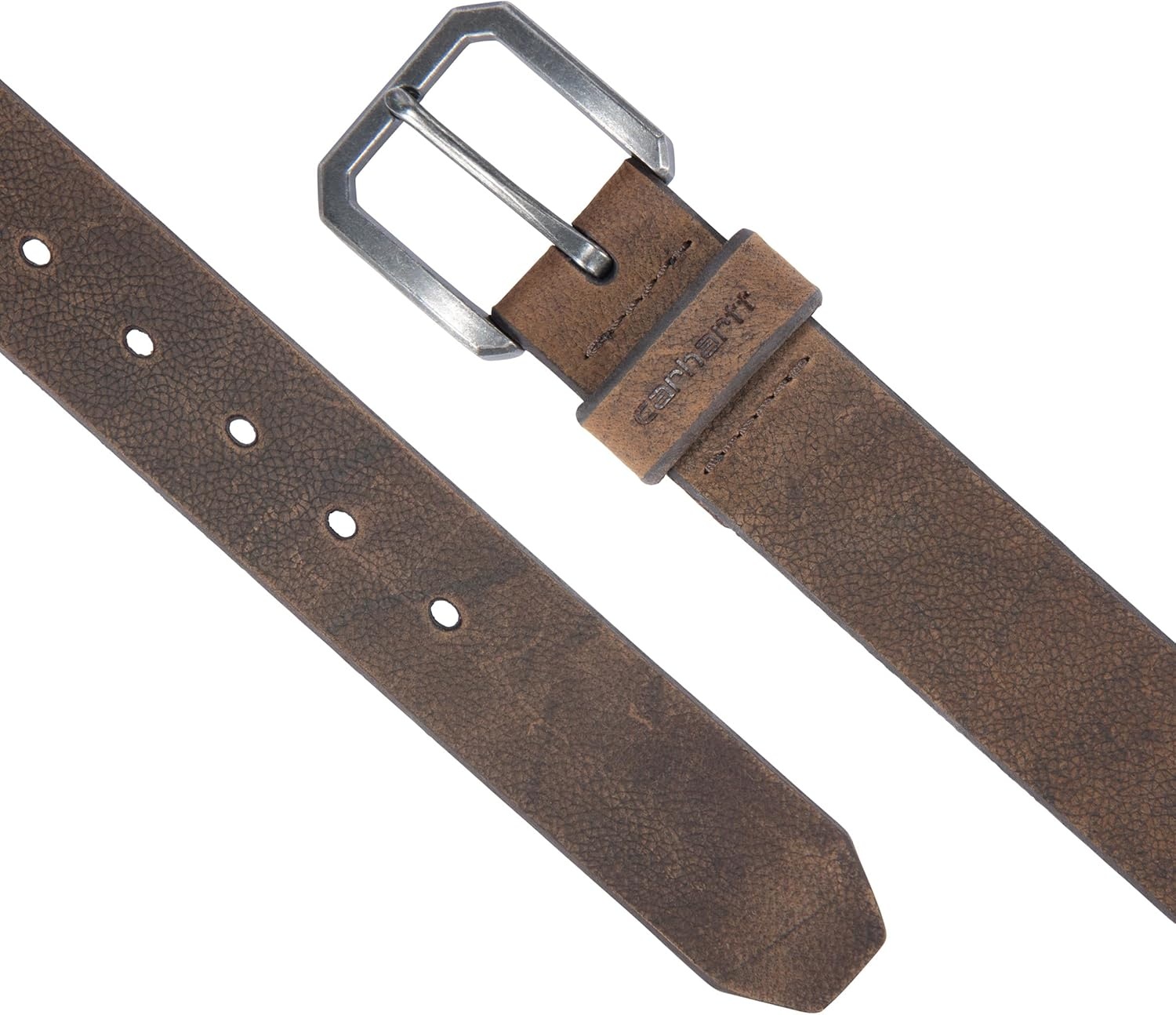 imageCarhartt Mens Durable Full Grain Saddle Leather Classic Belts WRugged Antique Nickel HardwareDark Brown